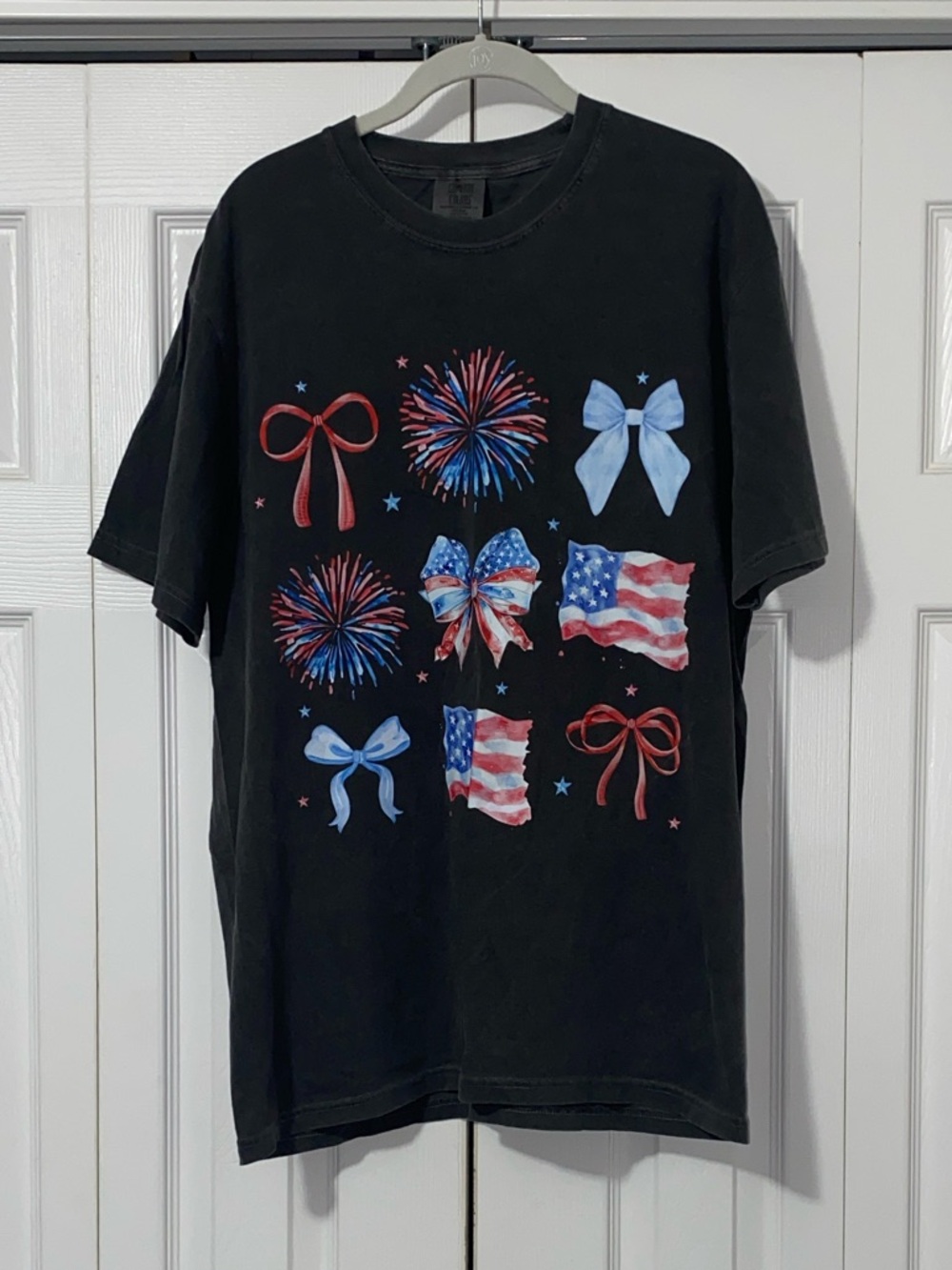 Comfort Colors Patriotic 4th of July Bow & Flag Tee